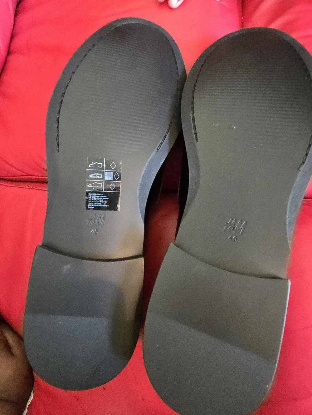 H&M Black Leather Loafers with Gold Hardware